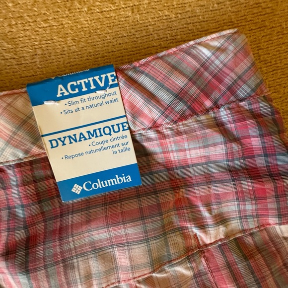 Columbia Women's Cargo Shorts - Pink and Gray Plaid - Picture 8 of 9